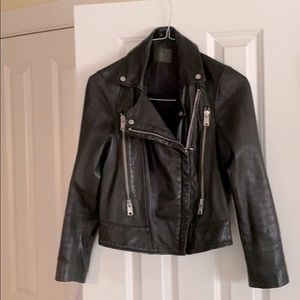 All Saints black leather moto jacket - EUC